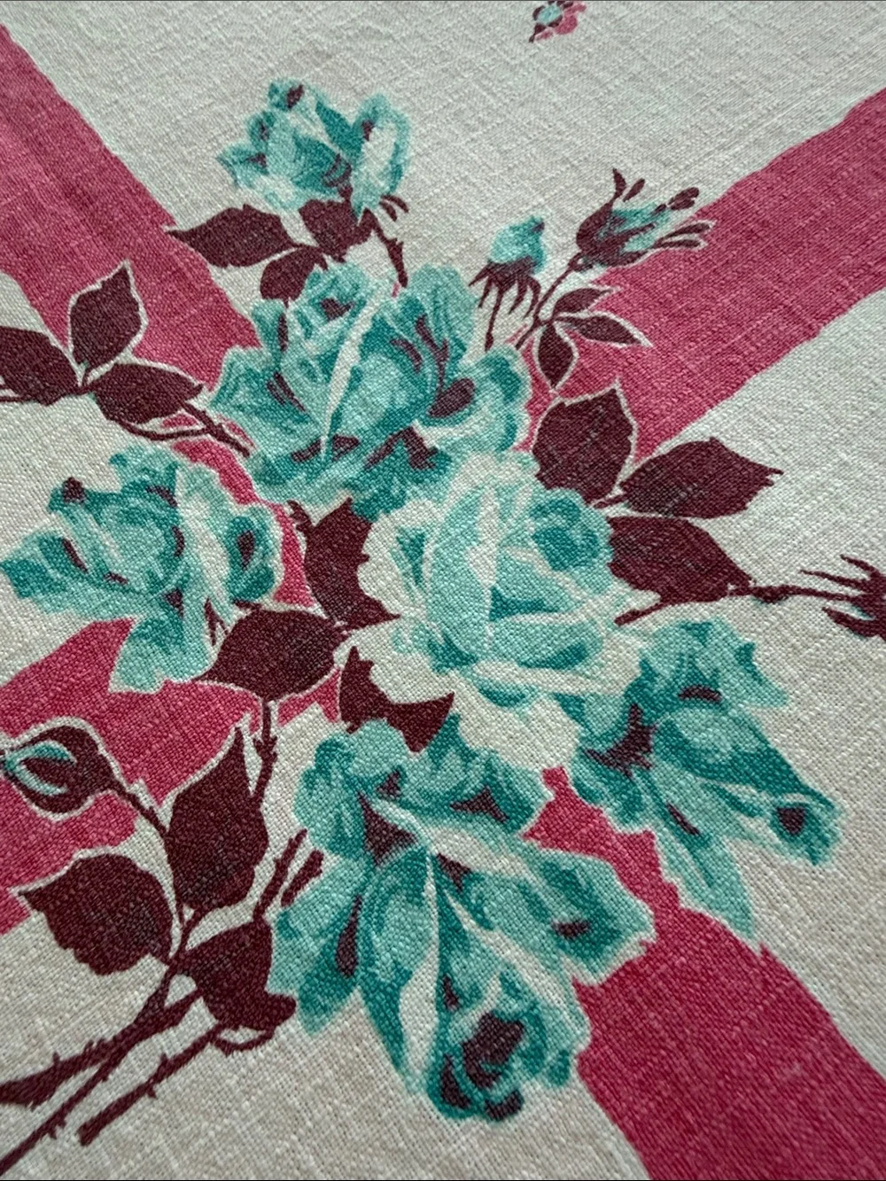 Vintage MCM Floral Small Tablecloth